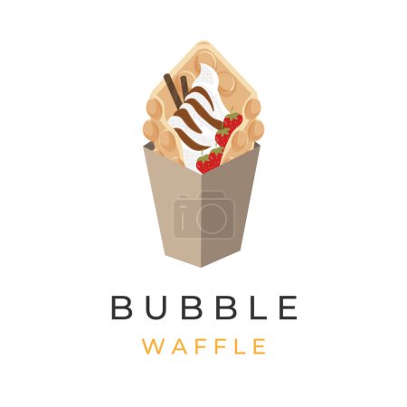 Ilustración de Illustration of Vanilla Ice Cream Bubble Waffle With Fresh Fruit - Imagen libre de derechos