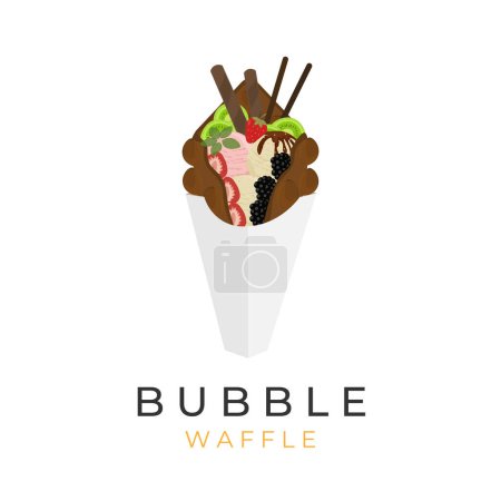 Ilustración de Fruit Flavor Egg Waffle Ice Cream Illustration Logo - Imagen libre de derechos