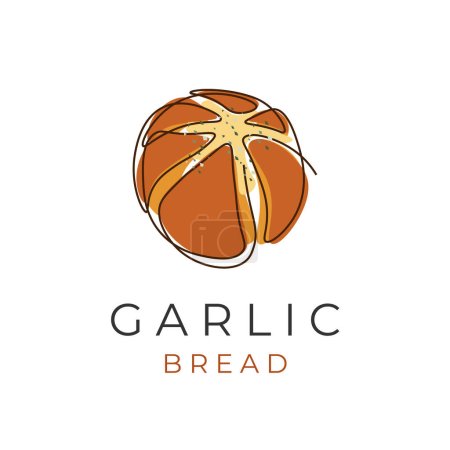 Korean Garlic Bread Line Art Illustration Logo