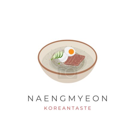 Illustration for Naengmyeon Korean Noodle Illustration Logo - Royalty Free Image