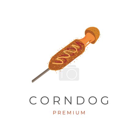 Téléchargez les illustrations : Illustration vectorielle Corndog logo avec fromage mozzarella fondu - en licence libre de droit