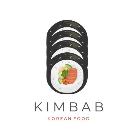 Korean street food vector illustration logo sliced gimbab kimbap