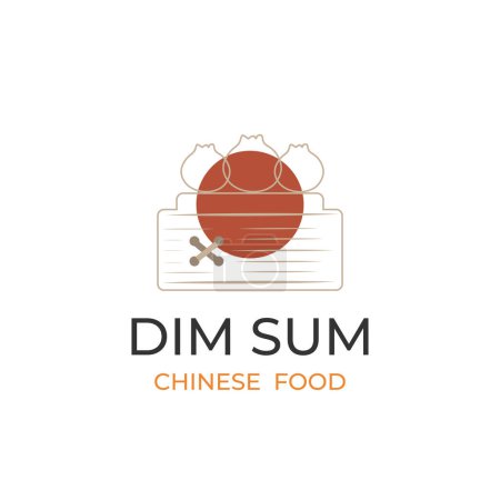 Illustration for Elegant line art dumpling dim sum vector illustration logo - Royalty Free Image