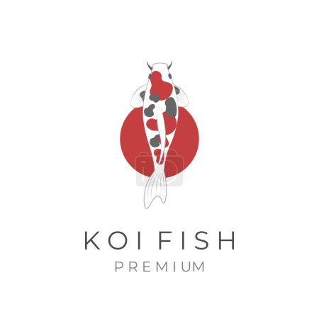 Téléchargez les illustrations : Logo d'illustration vectoriel de poisson koï de luxe avec motif noir et rouge - en licence libre de droit