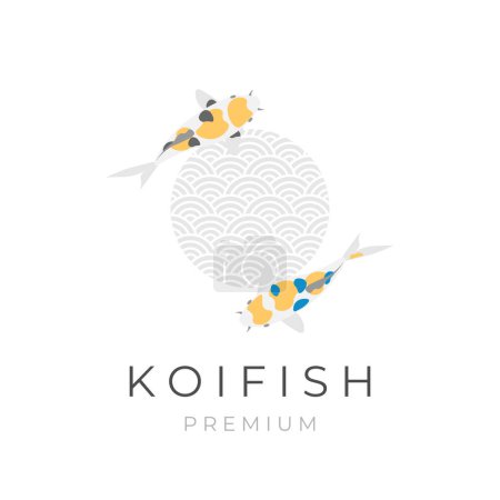 Téléchargez les illustrations : Illustration vectorielle poisson koï jaune doré logo - en licence libre de droit