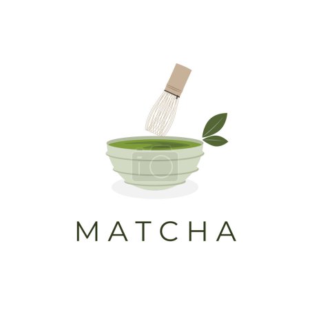 Ilustración de Logo ilustración vector matcha o té verde servido estilo japonés - Imagen libre de derechos