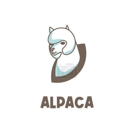 Ilustración de Simple illustration logo alpaca head with thick fur - Imagen libre de derechos