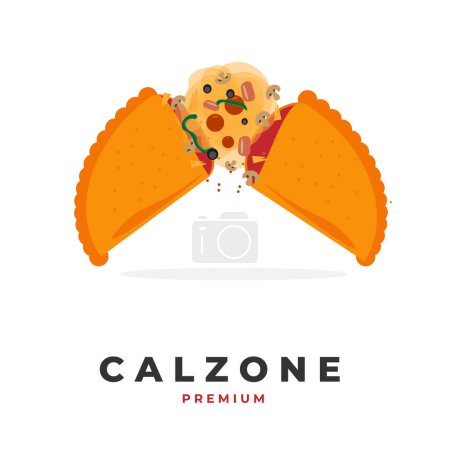 Ilustración de Vector illustration of pizza calzone with melted filling - Imagen libre de derechos