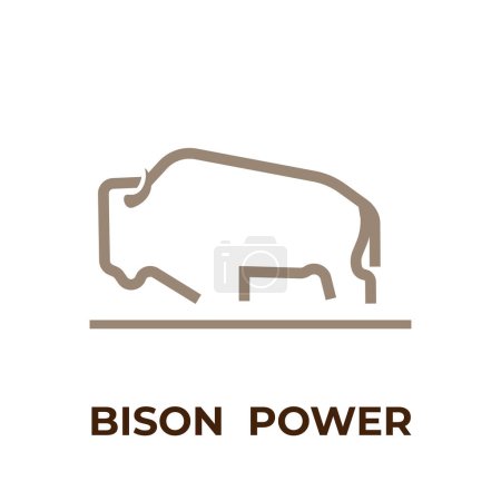 Illustration for Logo illustration bold line art bison power - Royalty Free Image