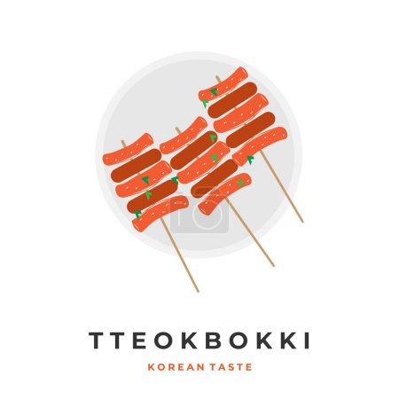 Illustration for Korean street food illustration vector tteokbokki sotteok with stick - Royalty Free Image