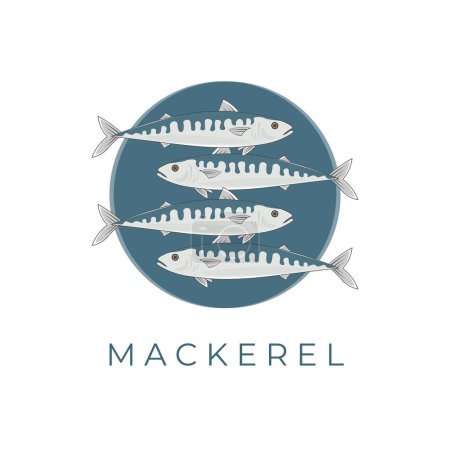 Illustration for Fresh Blue Mackerel Fish Simple Illustration Logo - Royalty Free Image