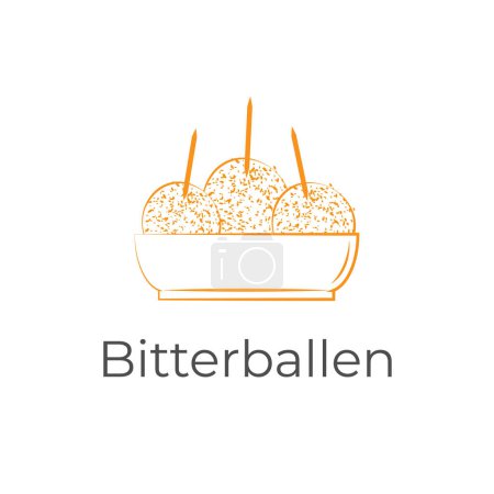 Illustration for Delicious Dutch Bitterballen Simple Line Art Illustration Logo - Royalty Free Image