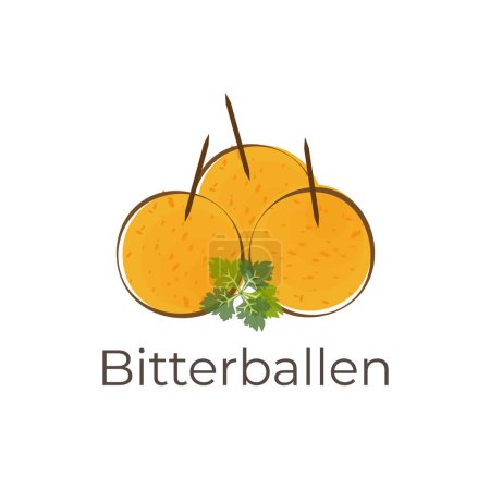 Illustration for Dutch Bitterballen Cartoon Line Art Illustration Logo - Royalty Free Image