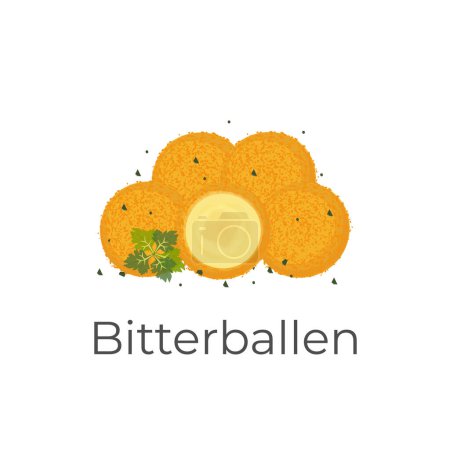 Illustration for Dutch Bitterballen Illustration Logo With Delicious Filling And Ready To Eat - Royalty Free Image
