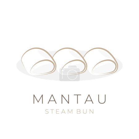 Téléchargez les illustrations : Logo Illustration Ligne Art Mantau chinois cuit à la vapeur Round Bun - en licence libre de droit
