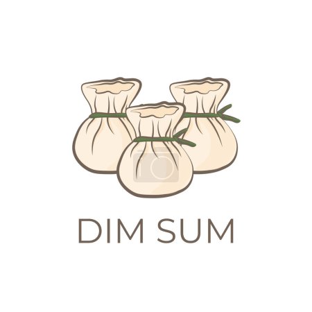 Illustration for Steamed Dim Sum Money Bag Dumpling Cartoon Illustration Logo - Royalty Free Image