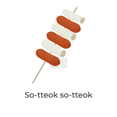 Illustration for Korean Food Illustration Logo Rice Cake garae tteok With Sausage Or So tteok So tteok - Royalty Free Image