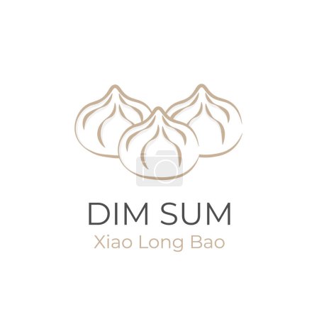 Téléchargez les illustrations : Simple Line Art Illustration Logo chinois en peluche Xiao Long Bao ou Shoronpou - en licence libre de droit