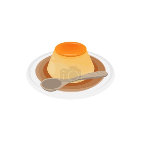 Téléchargez les illustrations : Logo Purin Japanese Custard Pudding Illustration prêt à manger - en licence libre de droit