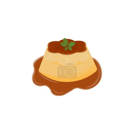 Téléchargez les illustrations : Logo Illustration de Purin Pudding japonais avec sauce au caramel fondu - en licence libre de droit