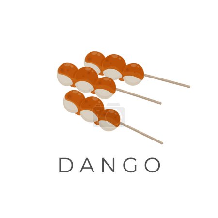 Illustration for Japanese Dango Illustration Logo With Bamboo Skewer - Royalty Free Image
