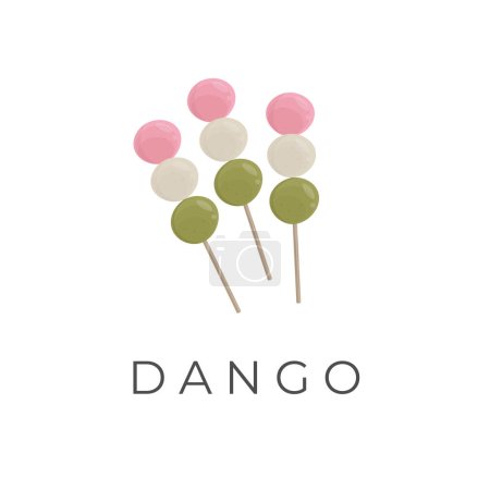 Téléchargez les illustrations : Dango boulette hanami illustration logo avec de belles couleurs - en licence libre de droit