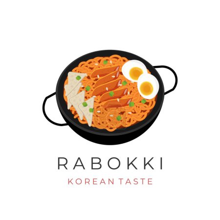 Illustration for Rabokki Korean Spicy Instant Noodle Illustration Logo - Royalty Free Image