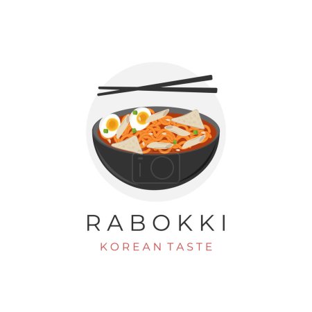 Illustration for Logo Illustration of Korean Instant Noodles Ramyeon Tteokbokki Rabokki With Chopsticks - Royalty Free Image