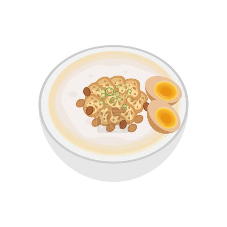 Téléchargez les illustrations : Délicieux Bubur Ayam ou poulet Porridge Vector Illustration Logo - en licence libre de droit