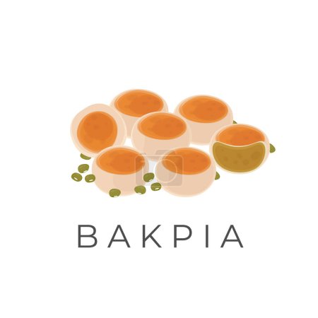 Illustration for Indonesian Mung Bean Bakpia Illustration logo - Royalty Free Image