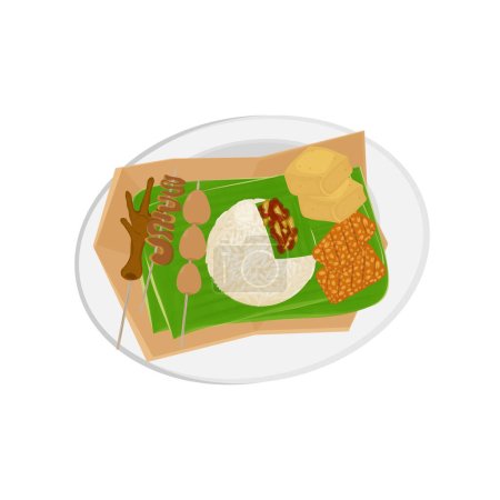 Illustration for Indonesian Food Illustration Logo Nasi Angkringan Menu - Royalty Free Image
