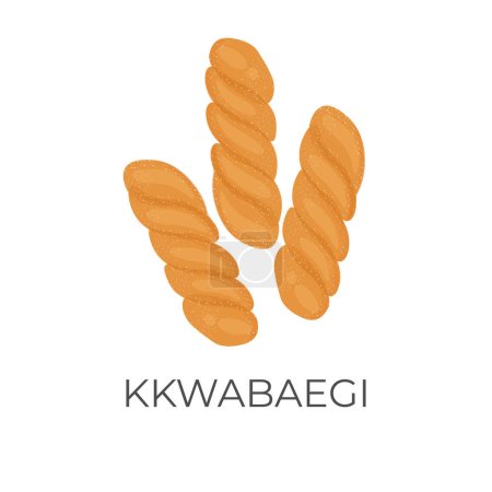Téléchargez les illustrations : Doughnuts torsadés coréens Kkwabaegi Logo Illustration - en licence libre de droit