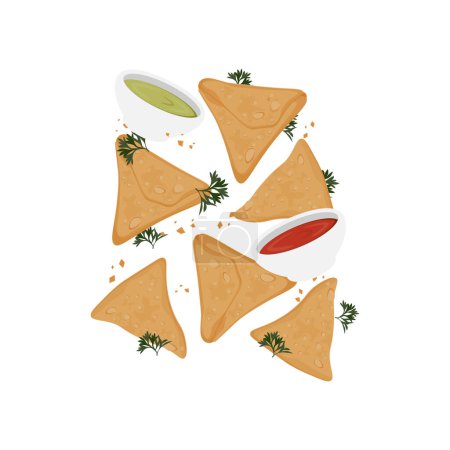 Illustration for Fried Pastry Samosa Illustration Logo - Royalty Free Image