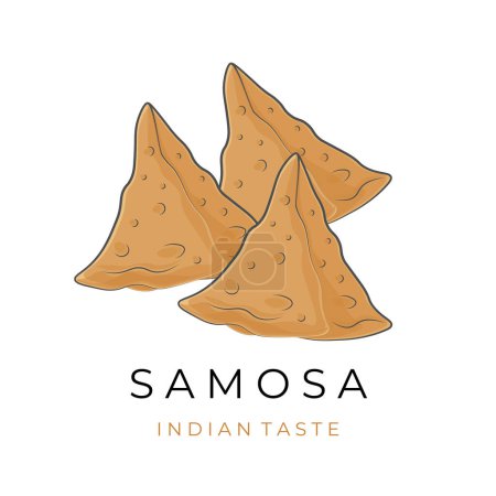 Illustration for Indian Food Samosa Illustration Logo - Royalty Free Image