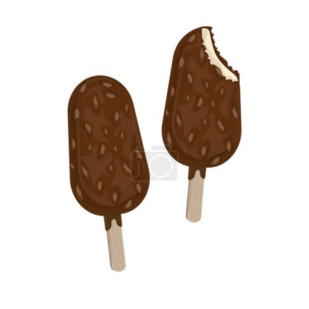 Ilustración de Ilustración del logotipo de helado de paleta de chocolate con adición de almendras - Imagen libre de derechos