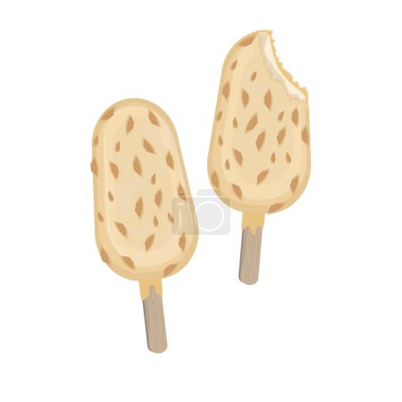 Ilustración de Ilustración del logotipo de helado de paleta de chocolate blanco con aspersiones de almendras - Imagen libre de derechos