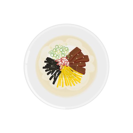Téléchargez les illustrations : Illustration de logo Tteokguk Délicieuse soupe au gâteau de riz coréen - en licence libre de droit