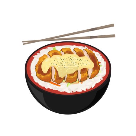 Ilustración de Logo Ilustración de pollo Nanban con salsa tártara en un tazón - Imagen libre de derechos