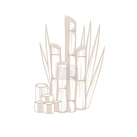 Illustration for Sugarcane Line art Cartoon Illustration Logo - Royalty Free Image