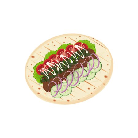 Illustration for Logo illustration of pita bread for shawarma with delicious filling - Royalty Free Image