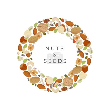 Ilustración de Logo ilustración frutos secos y semillas círculo fondo - Imagen libre de derechos