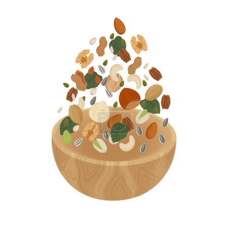 Ilustración de Logotipo ilustrativo de levitación de frutos secos y semillas - Imagen libre de derechos