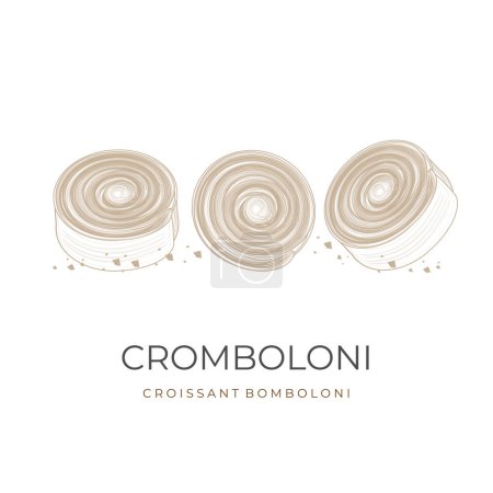 Ilustración de Simple Line art New York rollos Croissant o Cromboloni ilustración vectorial aislado - Imagen libre de derechos
