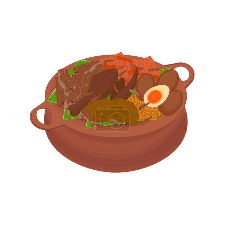 Illustration for Vector illustration logo of gudeg kendil traditional food from Jogja - Royalty Free Image