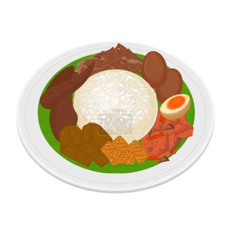 Illustration for Traditional Food Gudeg Rice Vector Illustration Logo - Royalty Free Image