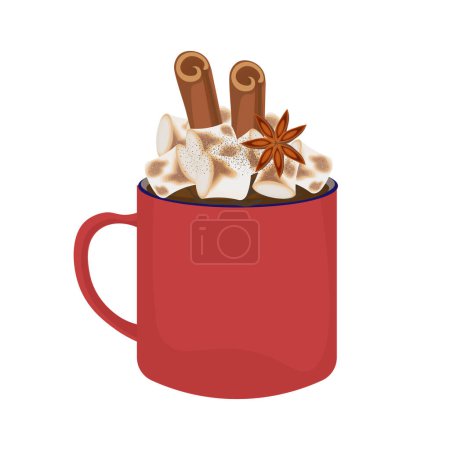 Téléchargez les illustrations : Logo Illustration Chocolat chaud boisson au cacao avec guimauve - en licence libre de droit