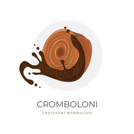 Ilustración de Logo Ilustración Cromboloni croissant bomboloni o rollo de Nueva York con chocolate derretido - Imagen libre de derechos