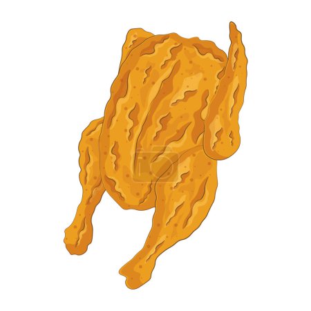 Illustration for Whole fried chicken isolated vector illustration - Royalty Free Image