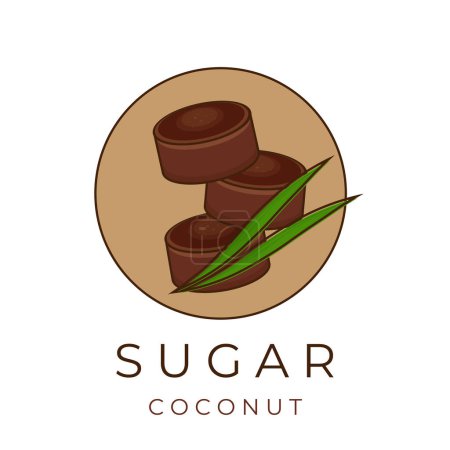 Simple cartoon logo of brown palm sugar or coconut sugar 