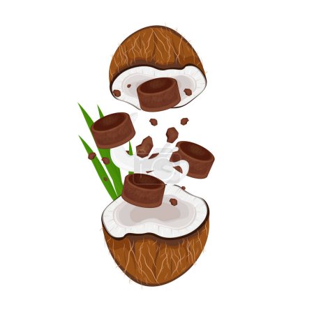 Vector illustration logo of Javanese sugar or gula jawa with coconut
